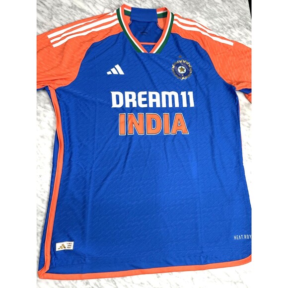 Adidas Dream 11 India Cricket JN0886 Jersey Blue & Orange Men's Size XL NEW - Picture 1 of 8